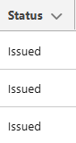 Returned Status column showing Issued values